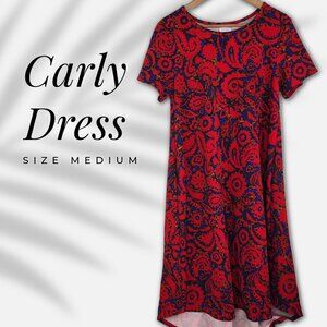 Carly Dress - Size M - Red & Navy Paisley Print